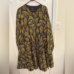 Zipper Front Mae Otti Print Midi Dress